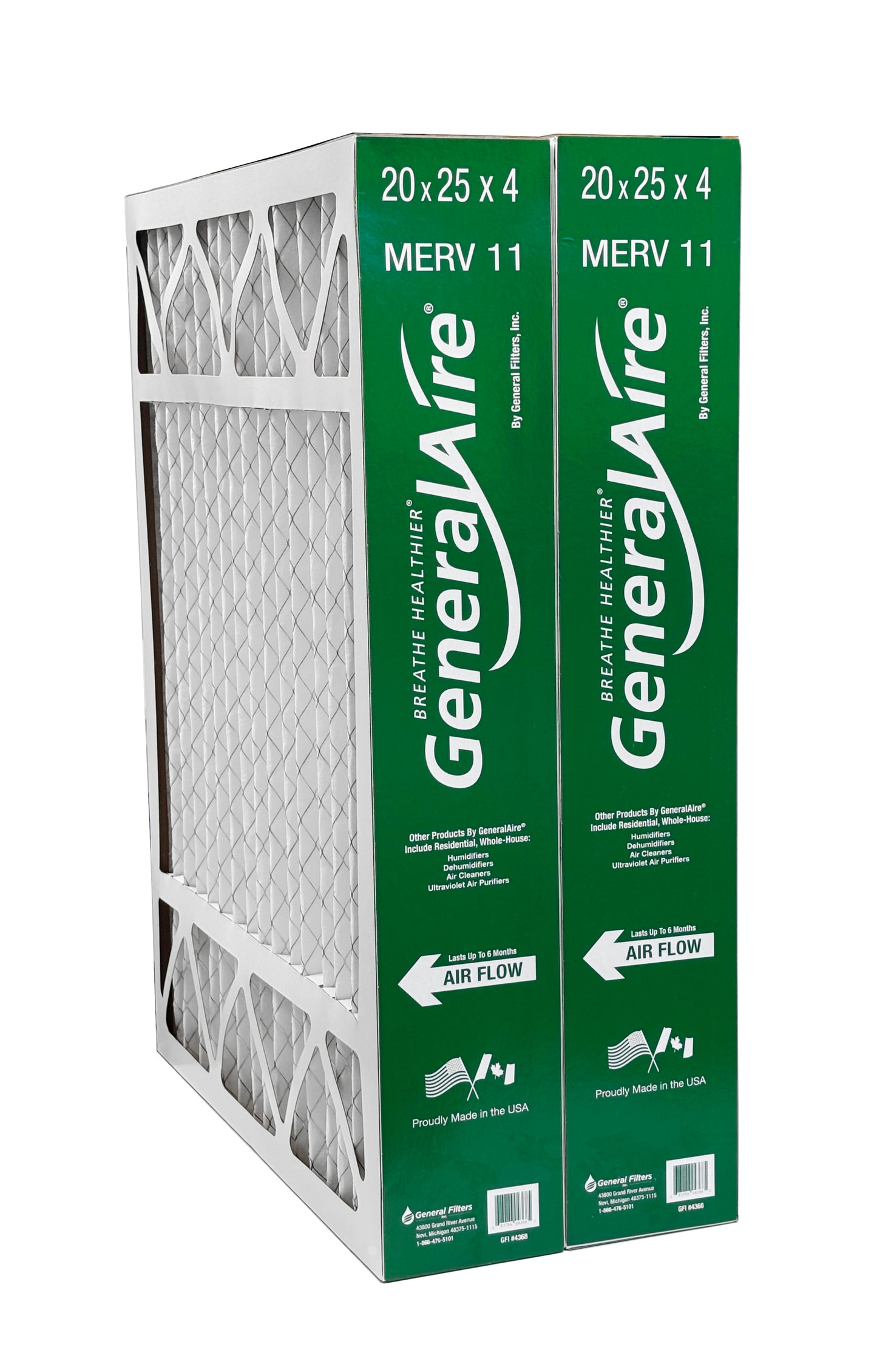 GeneralAire 11-GA100A37 - 20" x 25" x 4" Replacement Filter for Honeywell FC100A1037, MERV 11