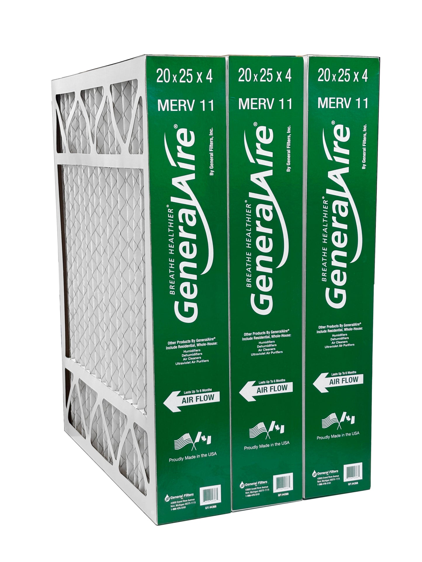 GeneralAire 11-GA100A37 - 20" x 25" x 4" Replacement Filter for Honeywell FC100A1037, MERV 11