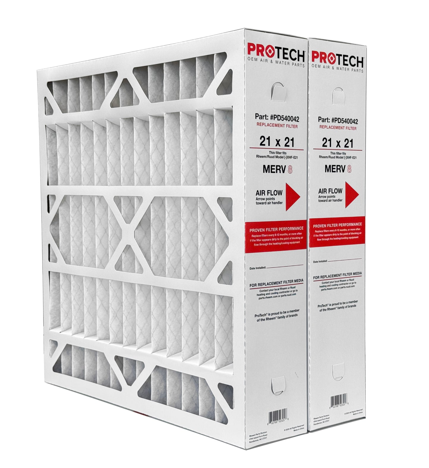 Rheem PD540042 - 21" x 21" x 5" Exact-Fit Filter for Air Cleaner AXHF-E21AM, MERV 8