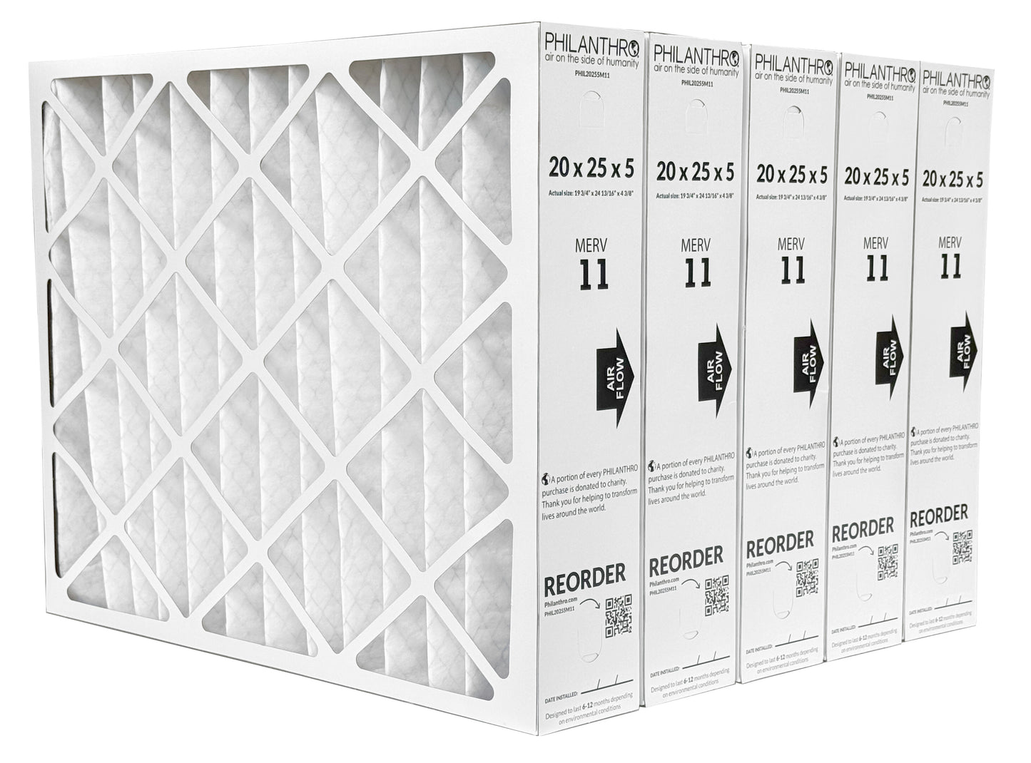 Philanthro PHIL20255M11 - 20" x 25" x 5" Air Filter, MERV 11