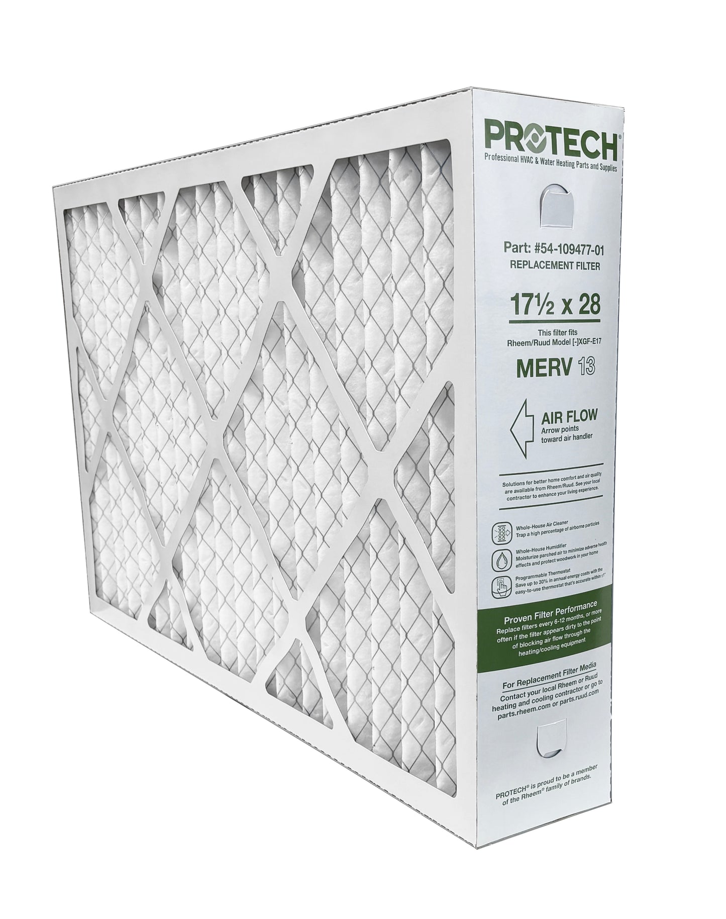 Rheem 54-109477-01 - 17.5" x 28" x 5" Exact-Fit Filter for Air Cleaner XGF-E17M13, MERV 13