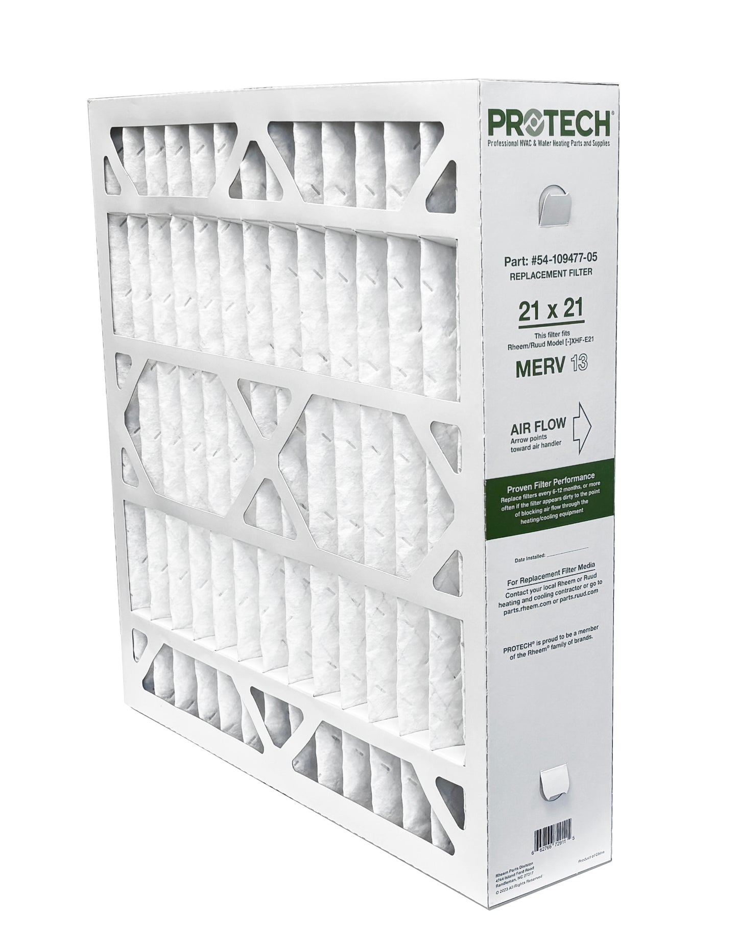 Rheem 54-109477-05 - 21" x 21" x 5" Exact-Fit Filter for Air Cleaner XHF-E21M13, MERV 13