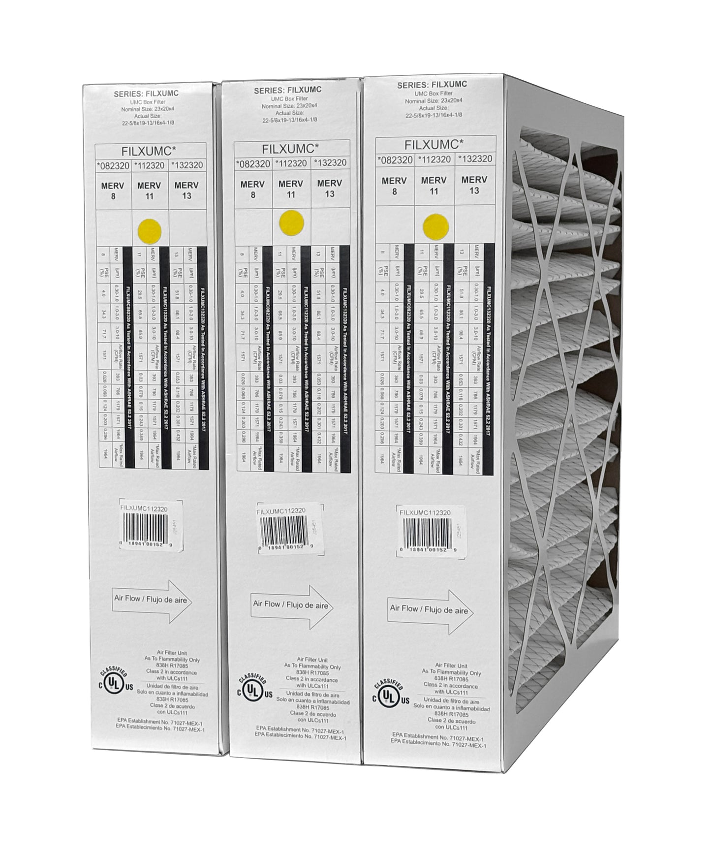 Carrier & Bryant FILXUMC112320 - 20" x 23" x 4" Pleated Air Filter, MERV 11 replaces old part # FILXXFNC0124