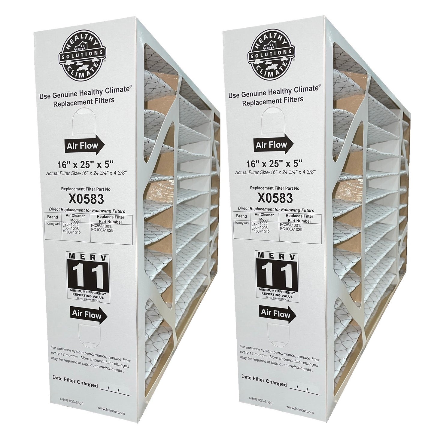 Lennox X0583 - MERV 11 Pleated Air Filter (16 x 25 x 5")