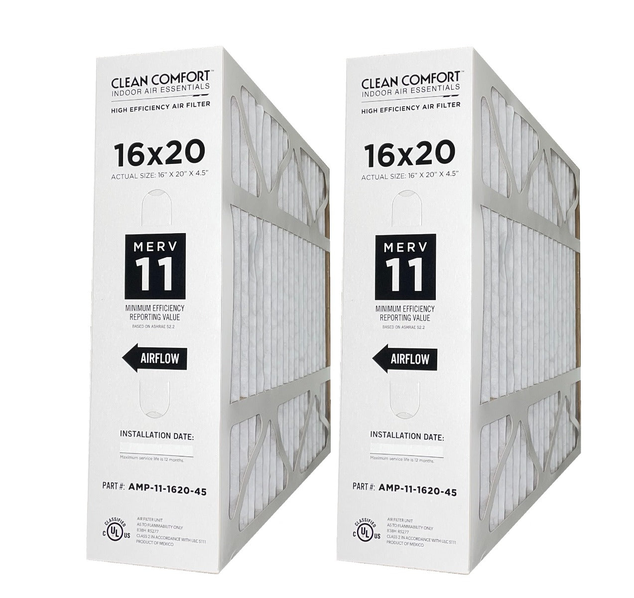 Goodman AMP-11-1620-45 (2-Pack) - 16" x 20" x 4.5" Clean Comfort Media Air Filter, MERV 11