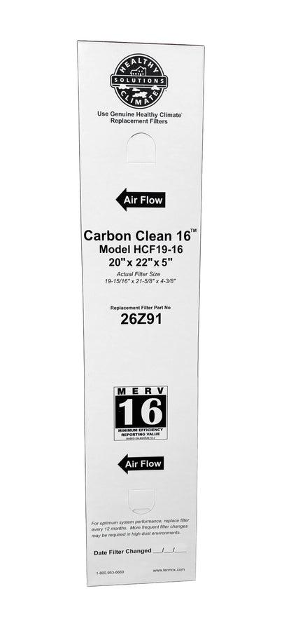Lennox 26Z91 - 20" x 22" x 5" Healthy Climate Carbon Clean HCF19-16 Air Filter, MERV 16