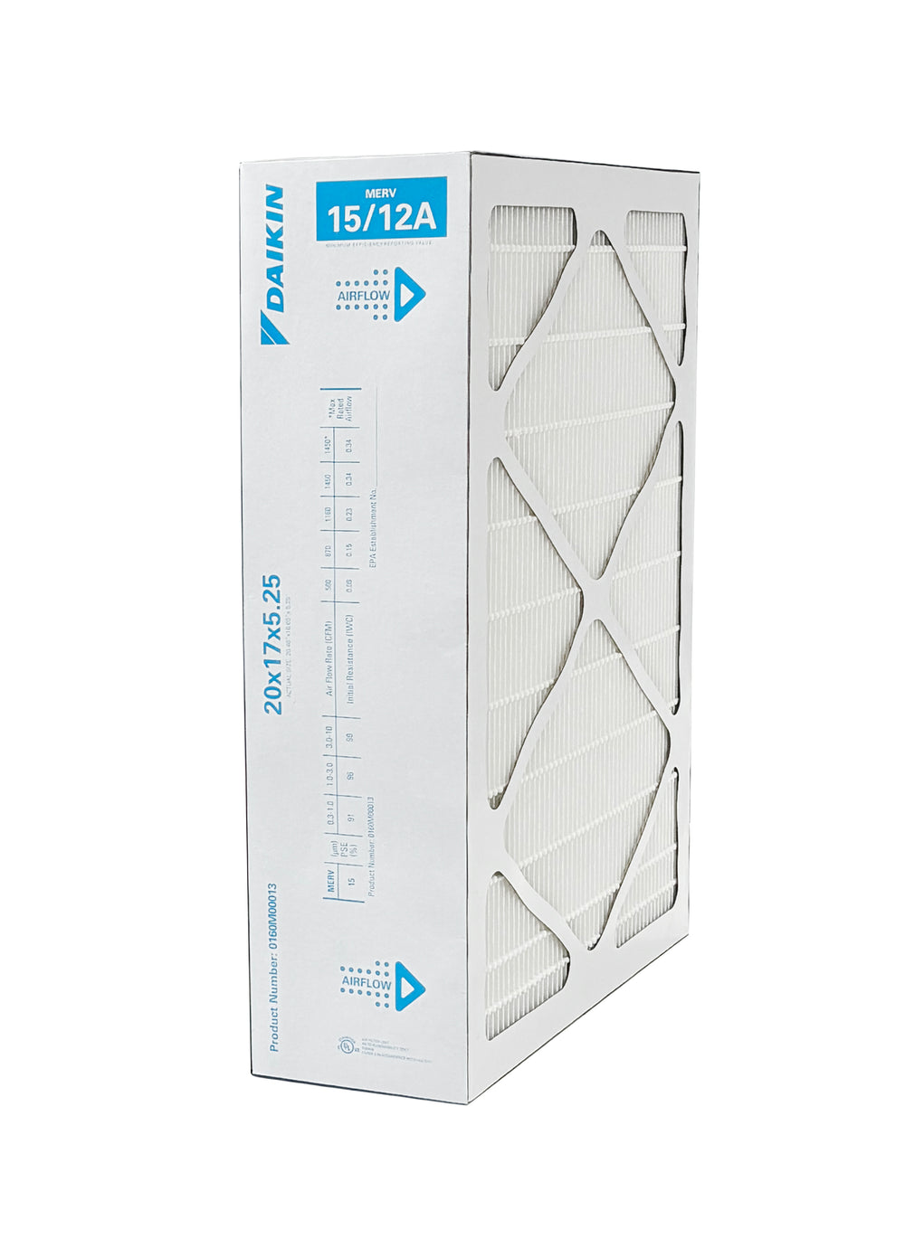 Daikin 0160M00013 - 17" x 20" x 5" Pleated MERV 15 Replacement Filter for DV15-2117-AB