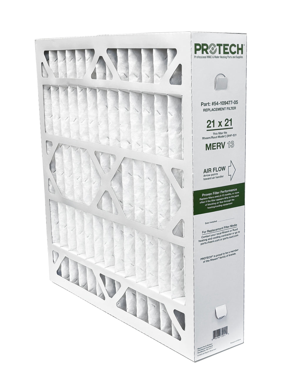Rheem 54-109477-05 - 21" x 21" x 5" Exact-Fit Filter for Air Cleaner XHF-E21M13, MERV 13
