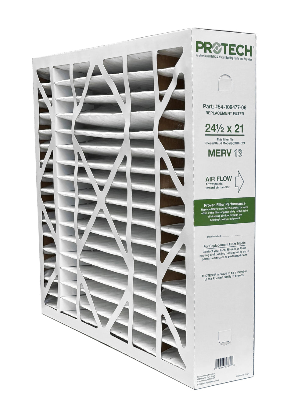 Rheem 54-109477-06 - 21" x 24.50" x 5" Exact-Fit Filter for Air Cleaner XHF-E24M13, MERV 13