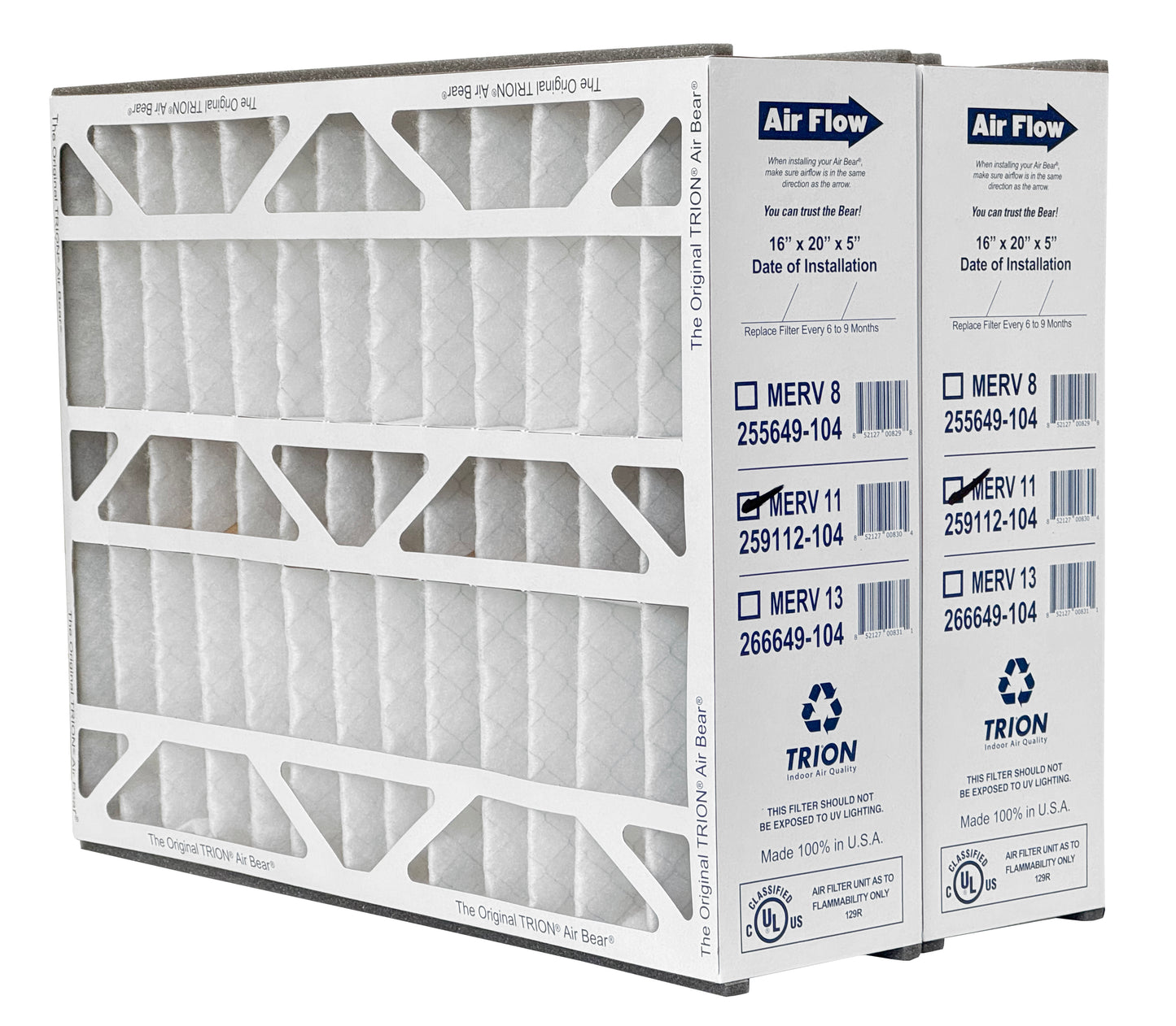 Trion Air Bear TRION 259112-104 - 16" x 20" x 5" Pleated Air Filter, MERV 11