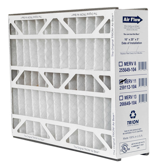 Trion Air Bear TRION 259112-104 - 16" x 20" x 5" Pleated Air Filter, MERV 11