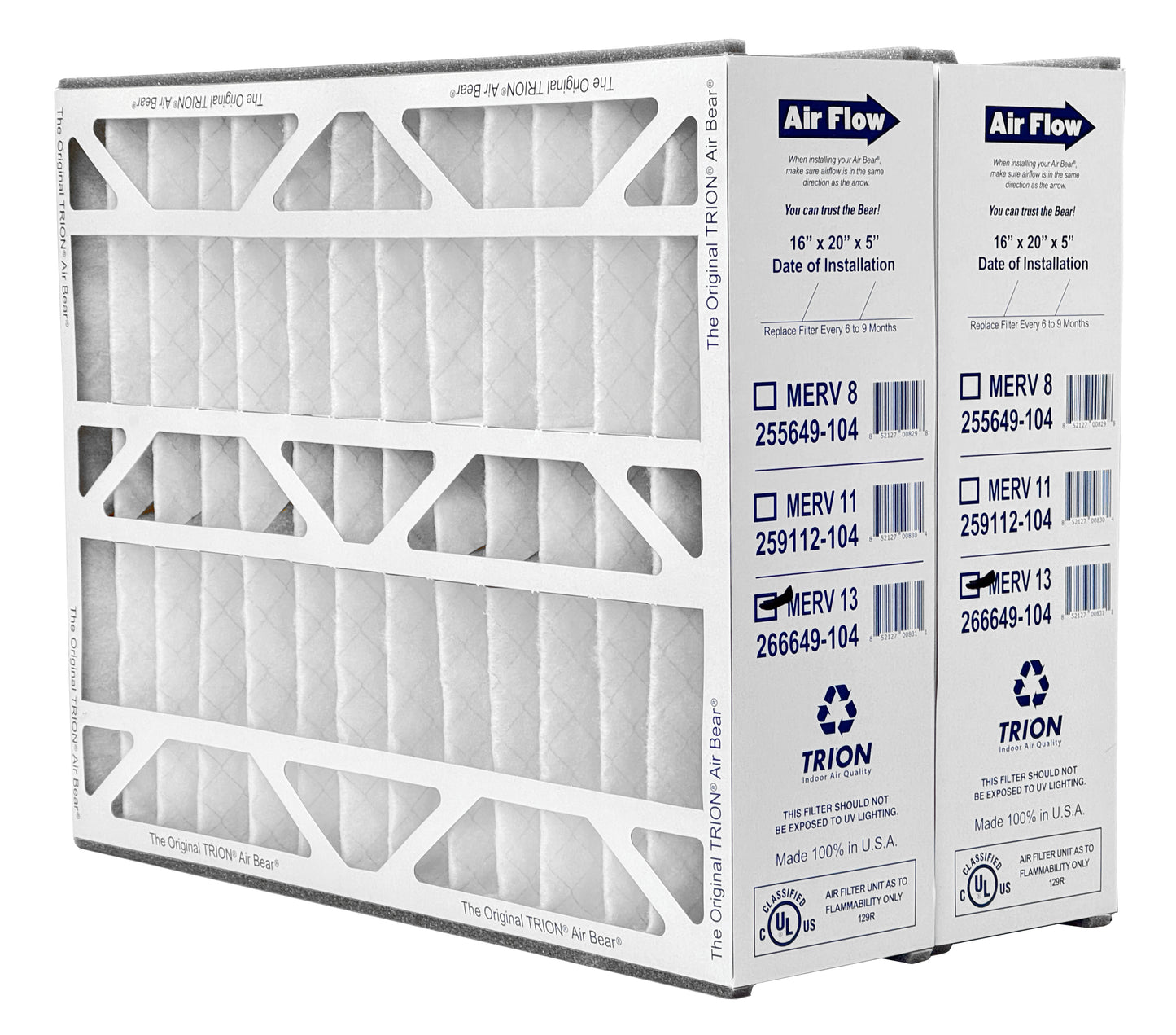 Trion Air Bear TRION 266649-104 - 16" x 20" x 5" Pleated Air Filter, MERV 13