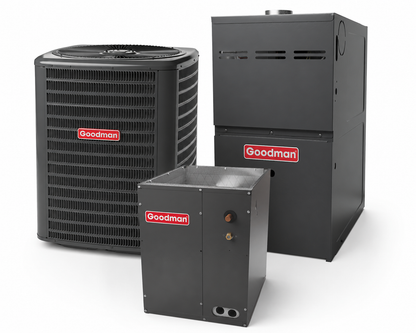 Goodman 5 Ton 14 SEER2 Upflow Air Conditioner Split System with 120,000 BTU 80% AFUE Gas Furnace GLXS4BA6010 CAPTA6030D3 GR9S801205DN