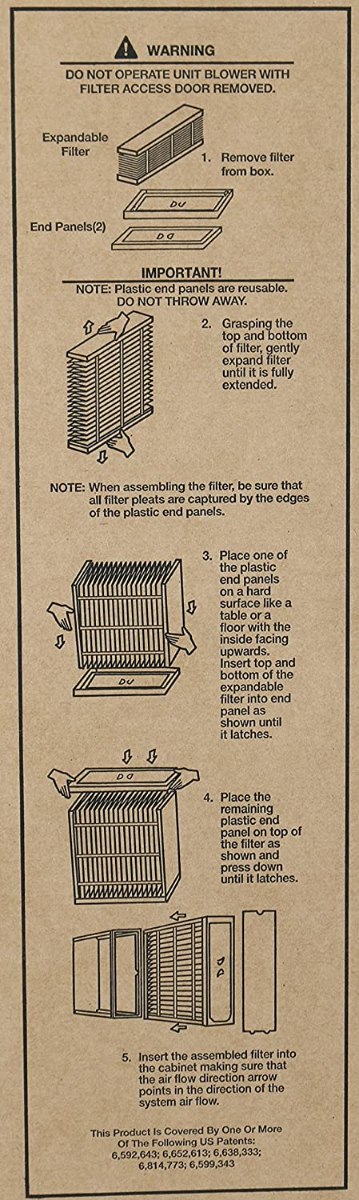 Carrier & Bryant EXPXXFIL0020  MERV 10 Replacement Filter (20 x 25 x 5")