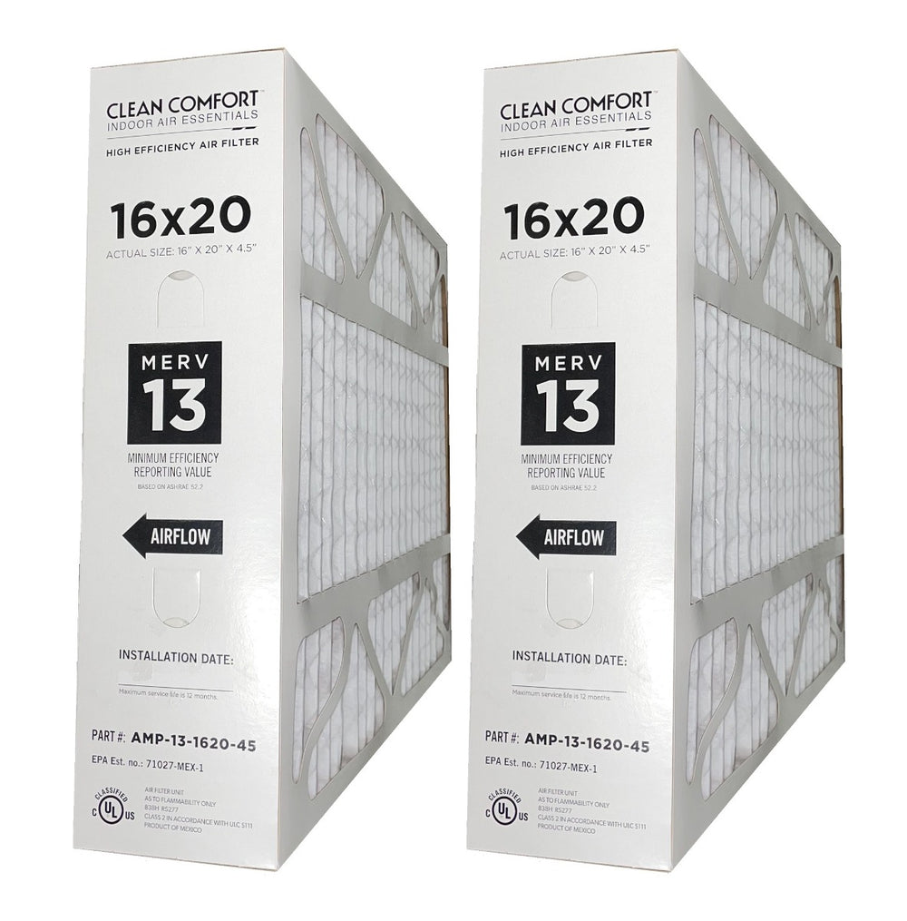 Goodman AMP-13-1620-45 (2-Pack) - 16" x 20" x 5" Clean Comfort Air Filter, MERV 13