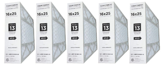 Goodman AMP-13-1625-45 (5-Pack) - 16" x 25" x 4.5" Clean Comfort Air Filter, MERV 13