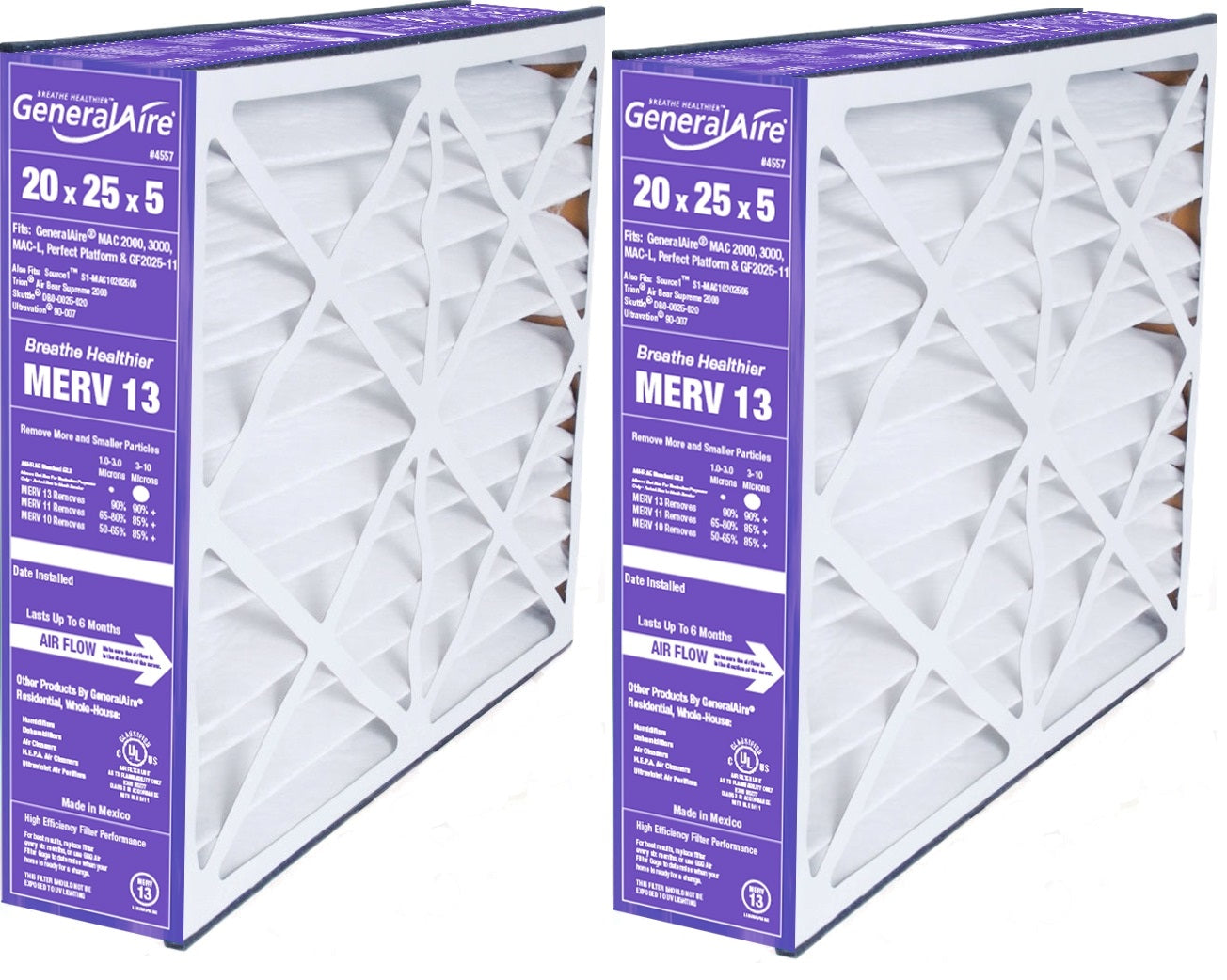 GeneralAire 8FM2025 (2-Pack) - 20" x 25" x 5" MERV 13 Cartridge Filter for MAC 2000, 3000, MAC-L and Perfect Platform Models
